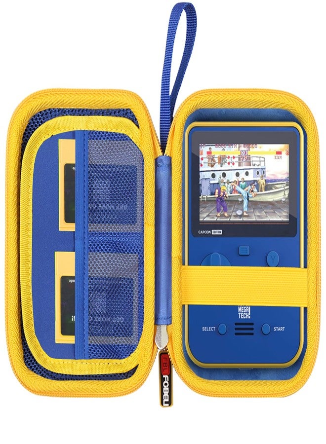 FBLFOBELI Hard Case Compatible with Blaze Atari/Technos/Taito/Capcom Super/Neo-Geo/Data East Pocket Arcade Handheld Game Console, Mesh Pocket for Evercade Cartridges and Accessories (Blue+Yellow) - Image 1